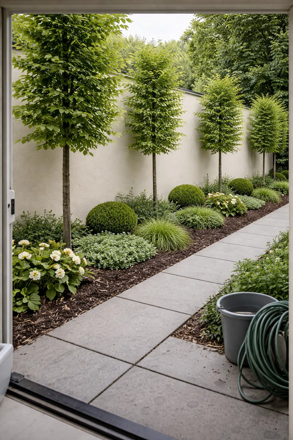 ### 11. Pleached Hornbeam Row with Box Spheres