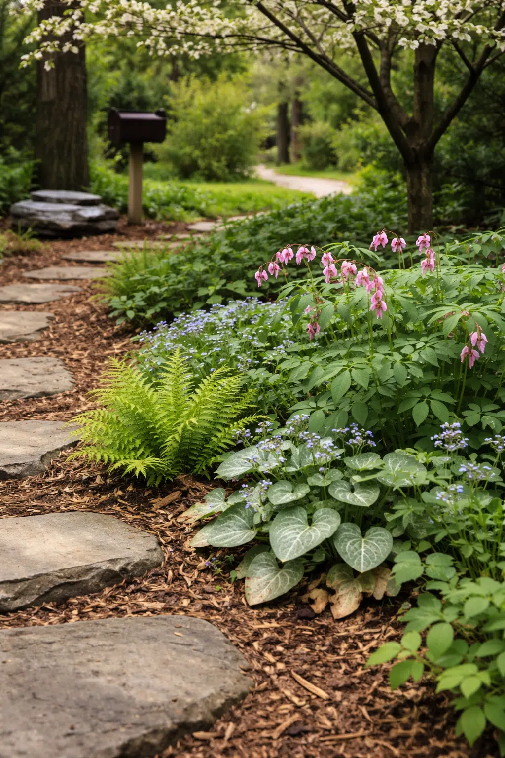 ### 12. Bleeding Hearts and Fern Border Path