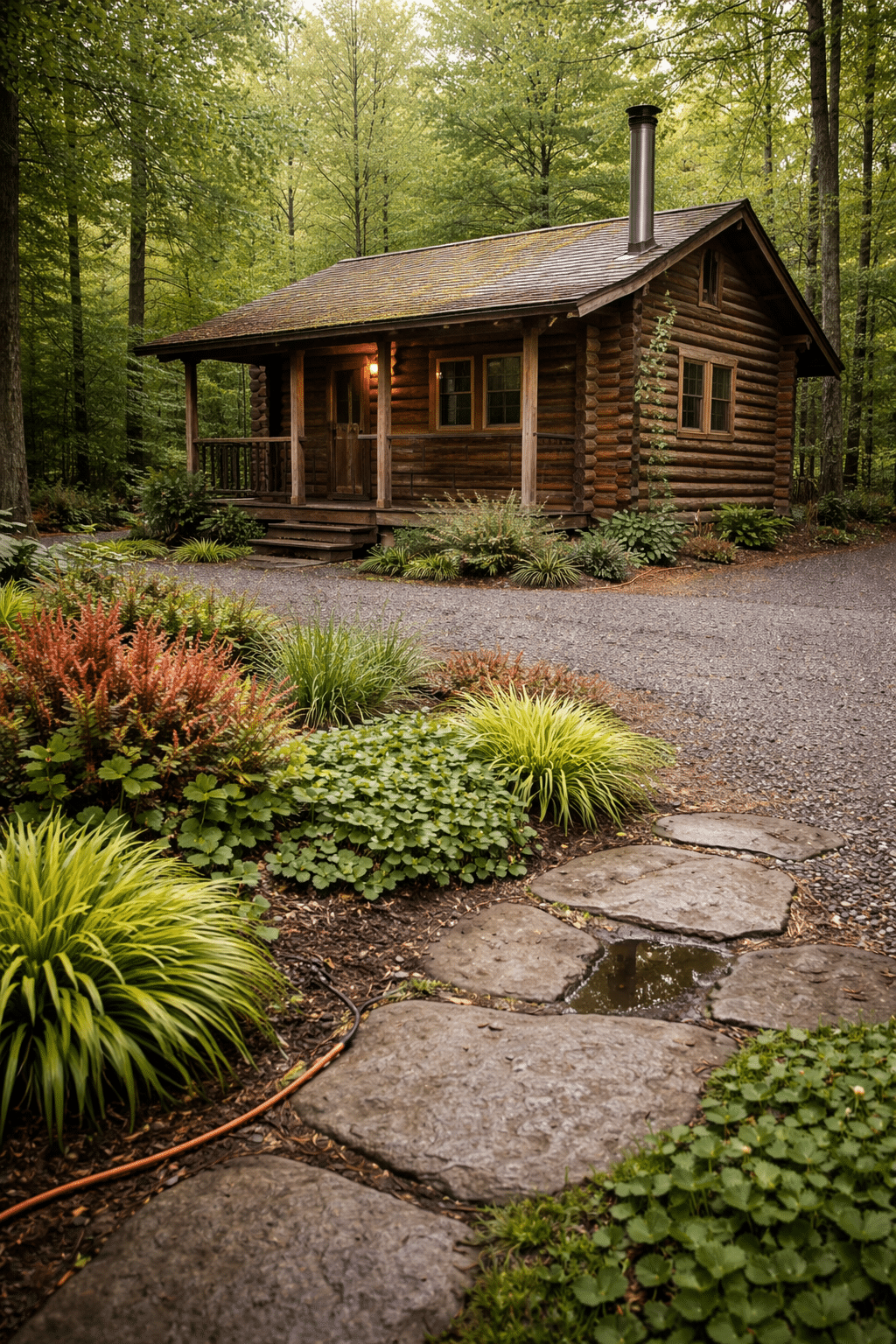 ### 23. Stone Path with Japanese Forest Grass Border
