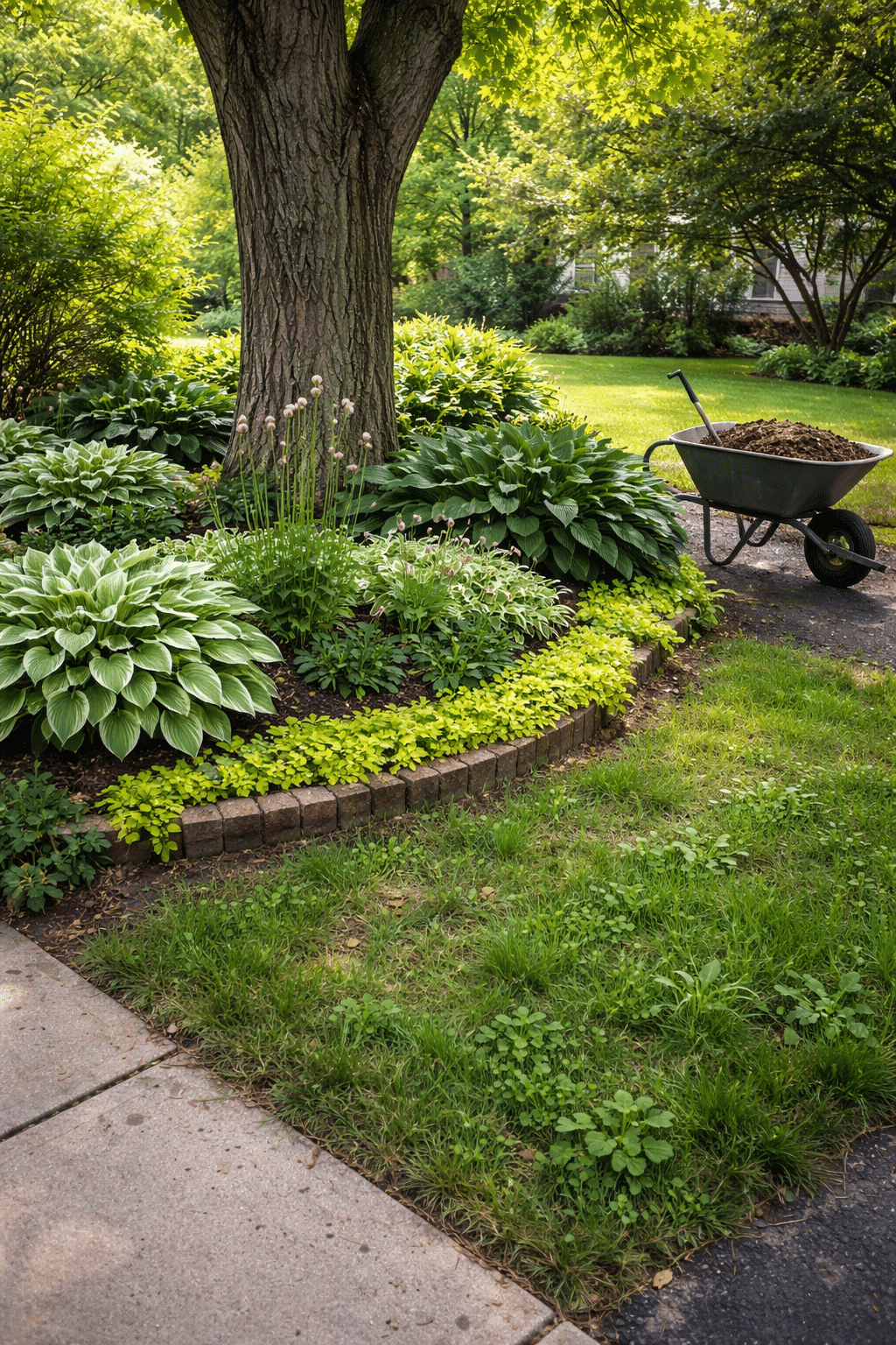 ### 9. Hosta Ringed Shade Tree Woodland Border