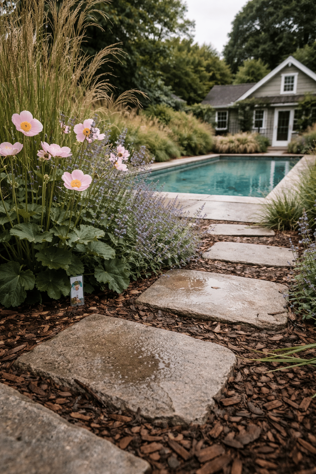 ### 25. Japanese Anemones and Catmint Pool Border