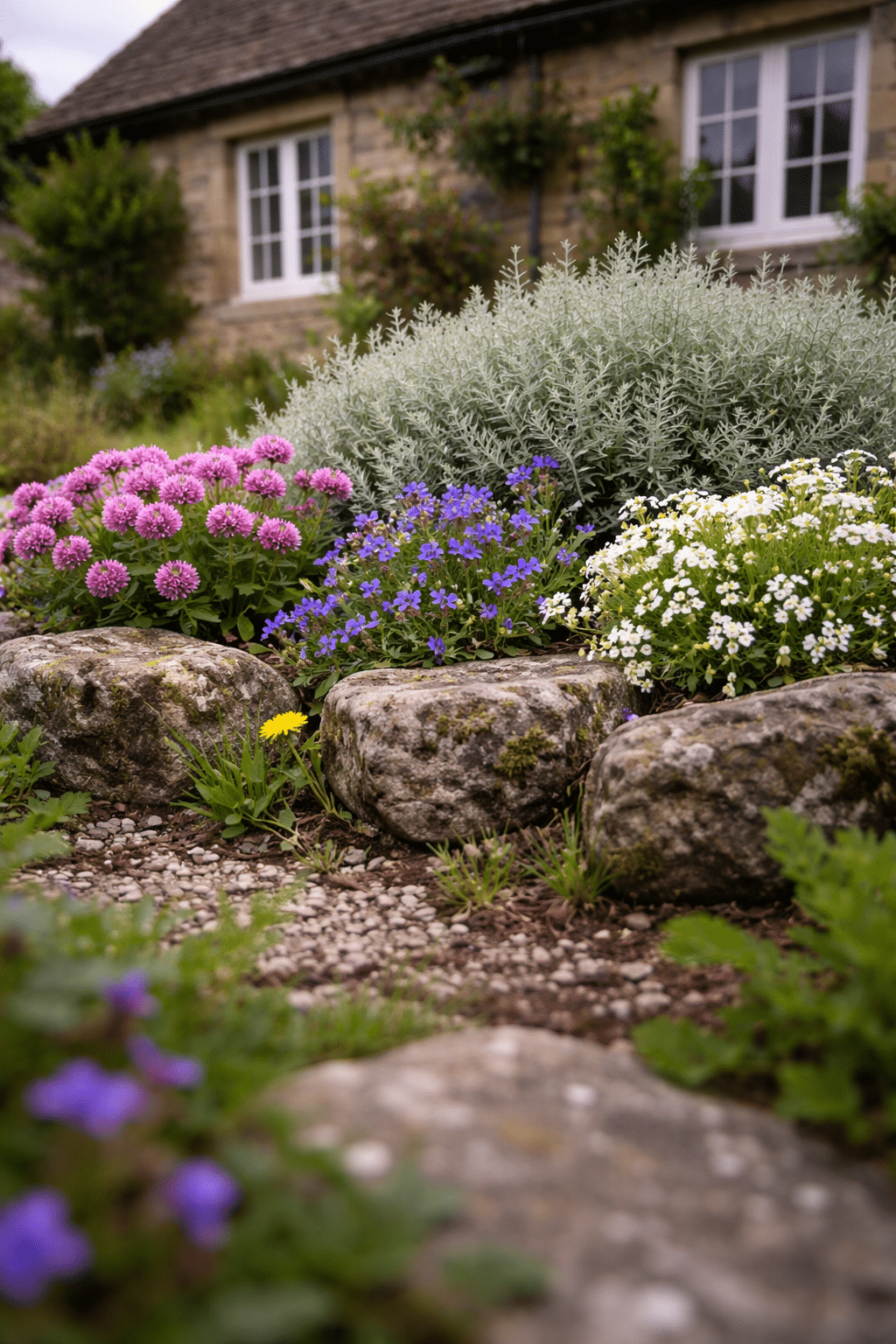 ### 21. Rock-Edged Path with Clover and Aubrieta